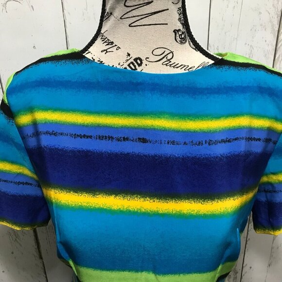 Sag Harbor Dress Petite bright colored stripes sheath with round collar Size 8P - Picture 3 of 12
